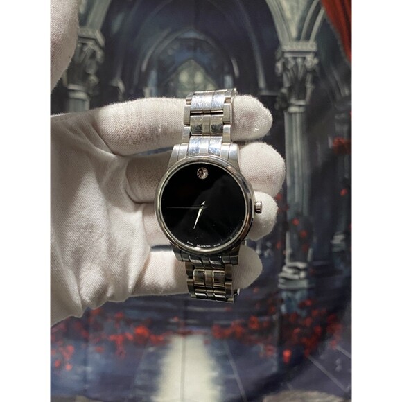 Movado Museum Classic Sapphire Crystal Black Dial Stainless Steel Quartz - Picture 1 of 7
